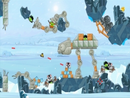 Met Angry Birds-interpretaties van beroemde scenes uit de films, zoals dit gevecht op de planeet Hoth.